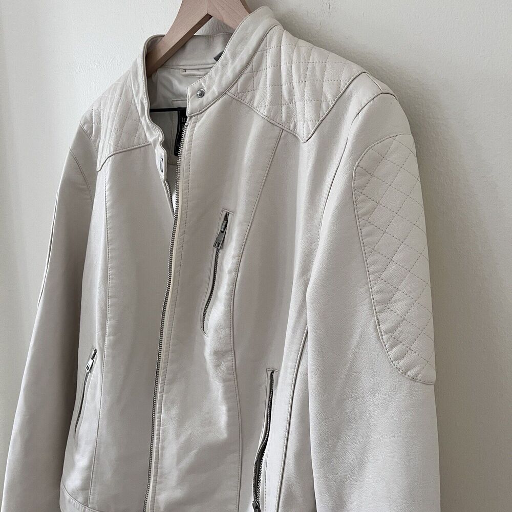 NWT Levi Strauss & Co Women’s Cream Color Faux Leather Motorcycle Jacket… - Picture 6 of 13